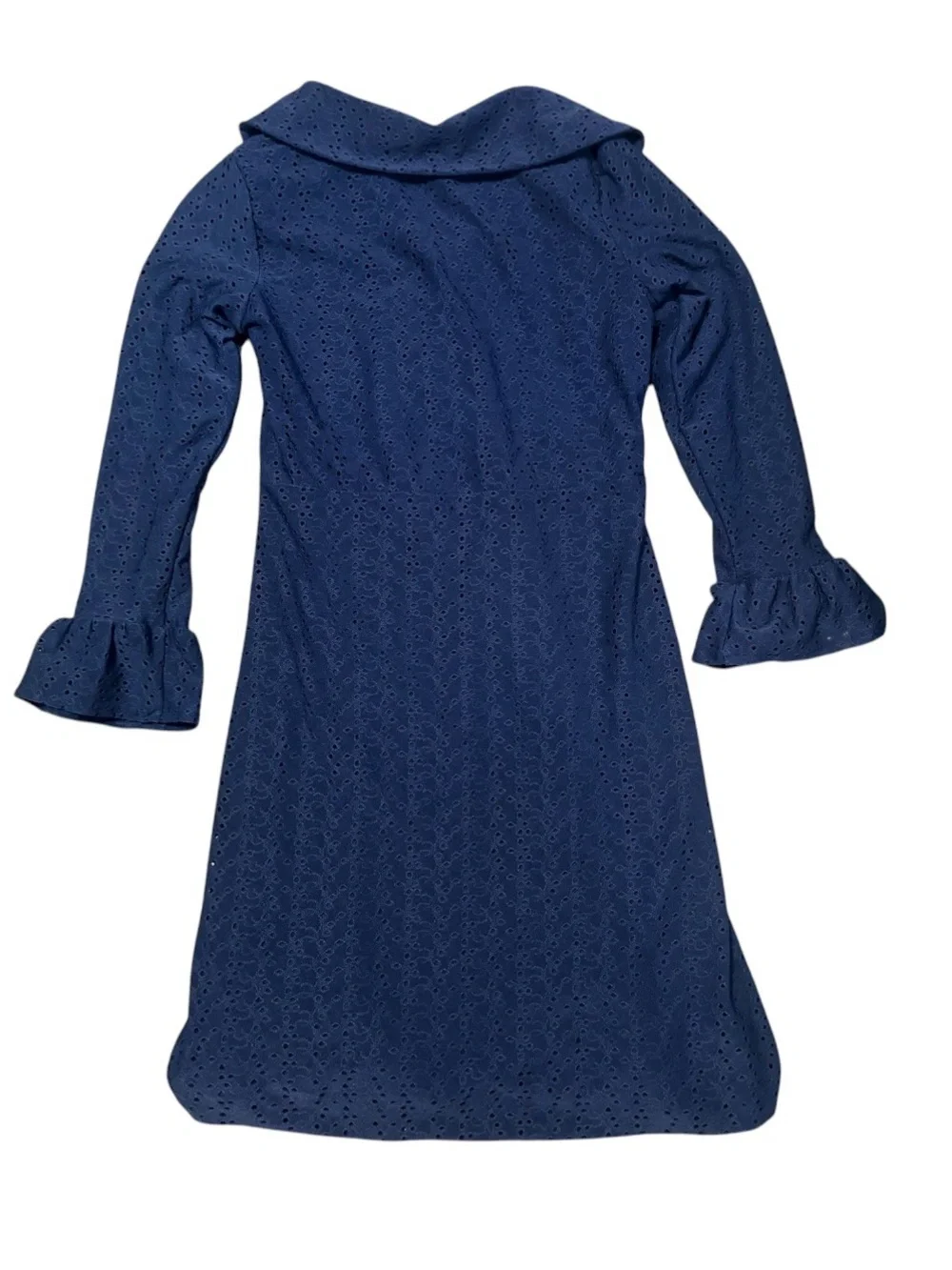 Nannette Navy Eyelet Dress with Button Front